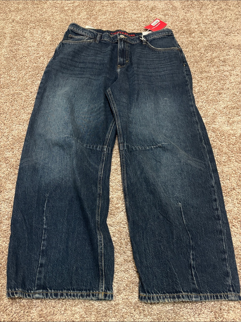 Silhouettes Denim Lucky Brand Barrel Wide Leg Women's Indigo Jeans Carpenter - Picture 1 of 10